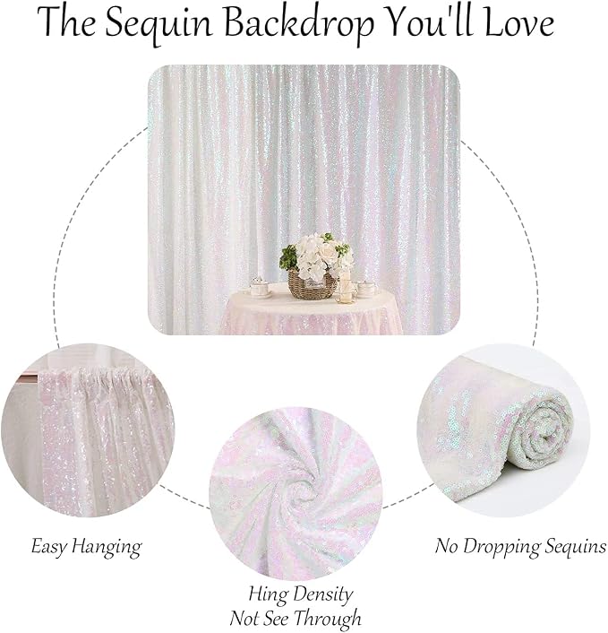 Eternal Beauty Iridescence Sequin Backdrop Curtains, 2 Panels 2x8FT | 3mm - Image 7