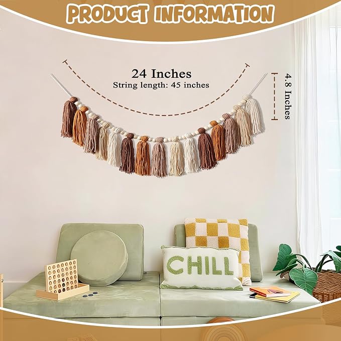 Western Nursery Decor Tassel Garland 30 in, Southwestern Classroom Decor Tassel - Image 5