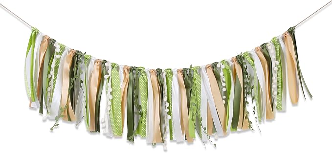 Greenery Ivory Gold Ribbon Garland by LINLULU
