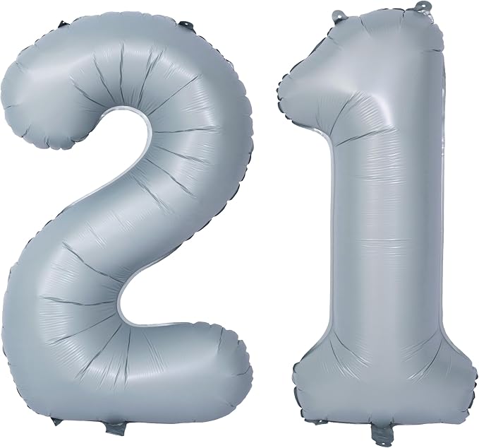 40 In Matte gray Number Balloon Helium Foil Mylar Birthday Balloon Digit 21 | by Exquisitehighqualitypartydecorationstomeetyoureveryneed%EF%BC%81