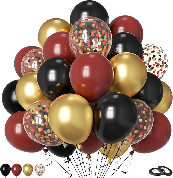 Burgundy Gold Balloons, Metallic Gold, Bachelorette Anniversary Bridal Shower by FunHot