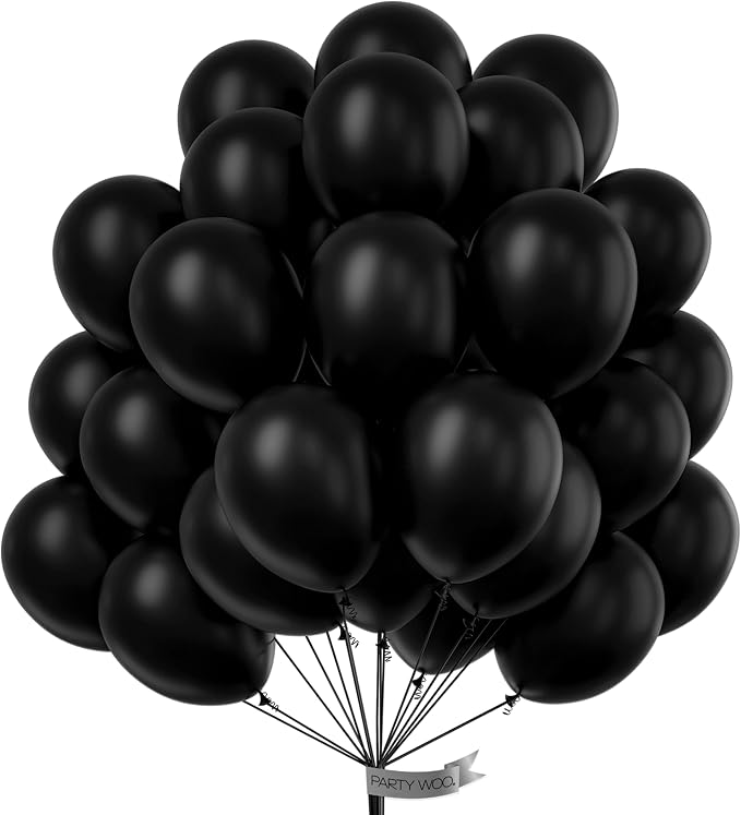 PartyWoo Black Balloons 50pcs Matte Latex Helium Balloons 12 Inch | Baby Shower by PartyWoo