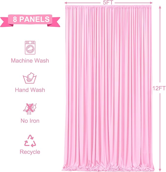 8 Panels Pink Backdrop Curtains - Image 6