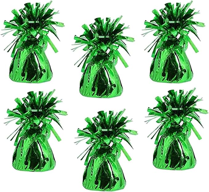 Chochkees 6-Count Green Metallic Balloon Weights, Birthday Party Favors by Chochkees