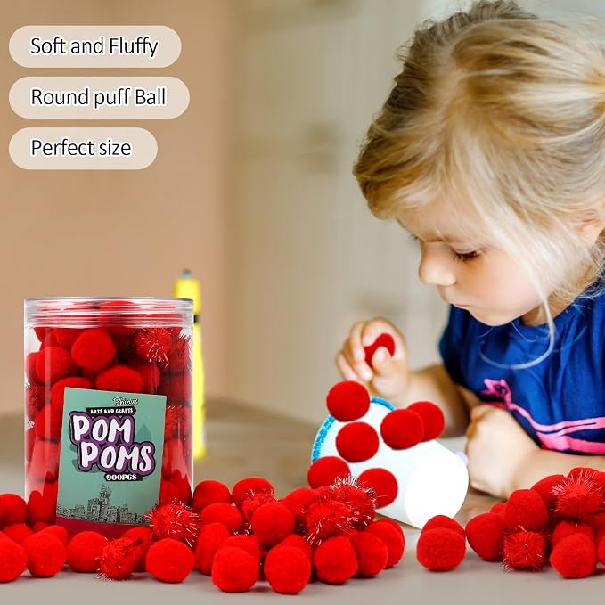 Phinus 200 PCS Pom Poms, 1 Inch Pompoms - Image 3