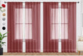 SpaceDresser Burgundy Sheer Curtains 4 Panels Rod Pocket Semi-Sheer Curtain 96 by SpaceDresser