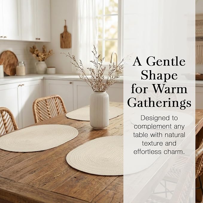 Placemats Set of 6, Woven Oval Braided Dining Table Mats | 12 x 17.5 Inch Size - Image 6