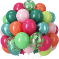 Tropical Balloons, Hot Pink Lime Green Orange Metallic Latex Balloon Palm by Paeyeq