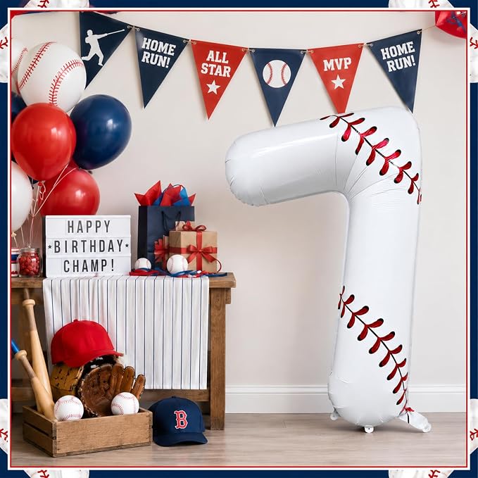 40 Inch Baseball Number 7 Foil Balloon, Baseball Birthday Decorations, Sport - Image 7