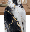 Black White Marble Cotton Linen Table Runner for Dining Kitchen, Wedding Outdoor Party Tablerunners Decoration, Nature Marble Crack Modern Art Dresser Scarf Coffee Tablecloth Runners 13x36 Inches