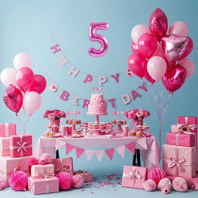 TONIFUL Number Balloon 16 Inch 10 Pcs Hot Pink 0-9 Birthday Number Balloons | - Image 6