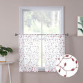 Tollpiz Leaves Short Sheer Tier Curtains Burgundy Red Leaf Embroidery Kitchen by Tollpiz