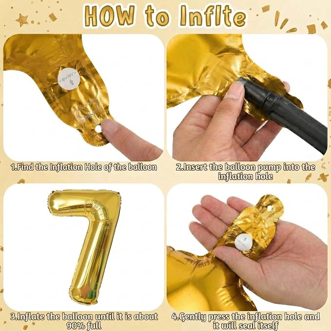 Gold Number 7 Balloon 40 Inch, Shiny Gold Foil Decor - Image 5