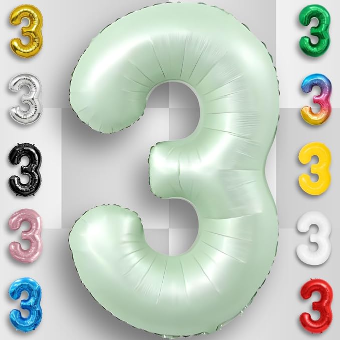 Green Number Balloon 3 Mylar Foil Balloons 32 inch - Image 4