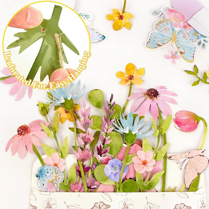 Wildflower Party Decorations Butterfly Flower Banner Butterfly Garland 9ft | - Image 3