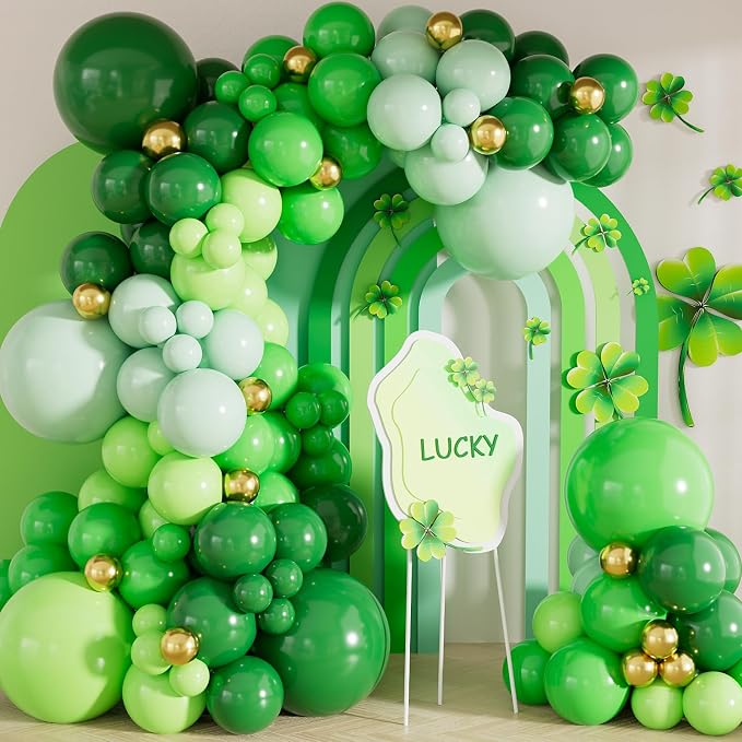 Green and Gold Balloon Arch Kit, Birthday Party Decor | Shades of Green Gold by Haolongfa