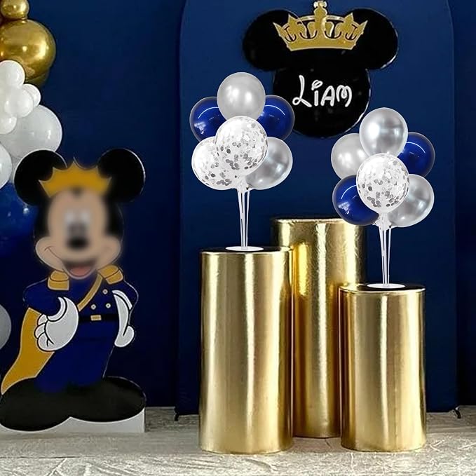 TONIFUL 4 Set Navy Blue Silver Balloon Stand Balloon Centerpieces - Image 6