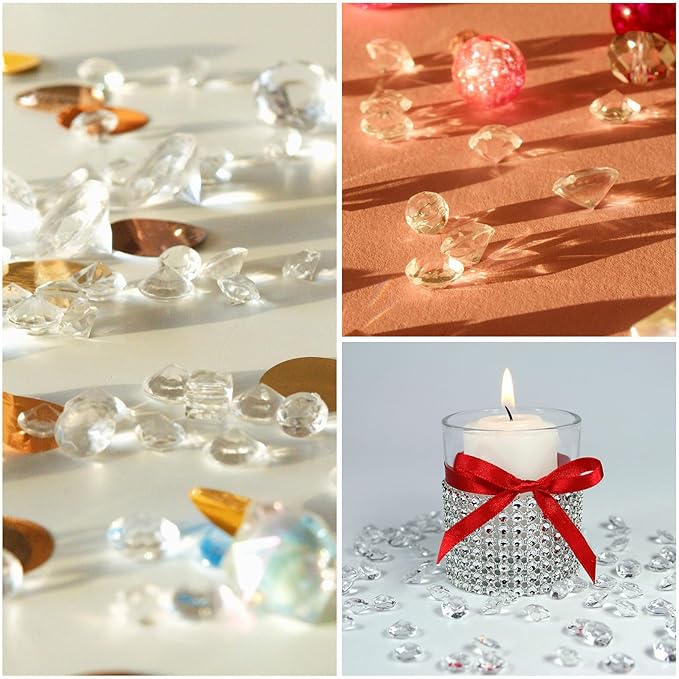 PATIKIL 14000Pcs Wedding Table Scatter Confetti Crystals 3mm Acrylic Diamonds Vase Fillers Gems for Table Centerpiece Decorations Bridal Shower Party, Dark Blue AB