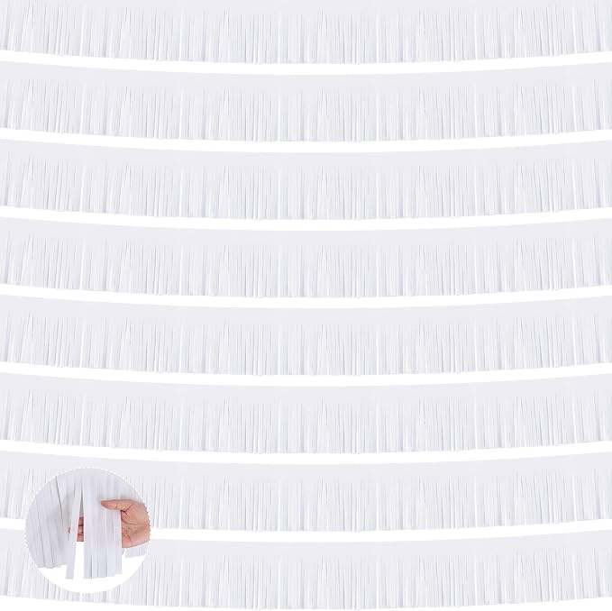Taiyin 12 Pack 120 Feet White Fringe Garland Tissue Paper Fringe Tassel Party by Taiyin