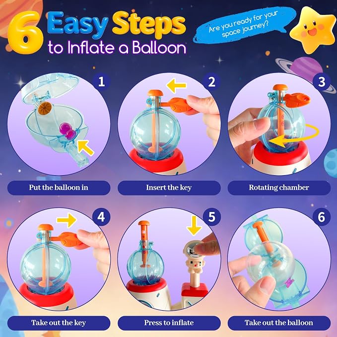 Space Rocket DIY Balloons with Pump, Stickers & Eyes | Sticky Balloon without - Image 4
