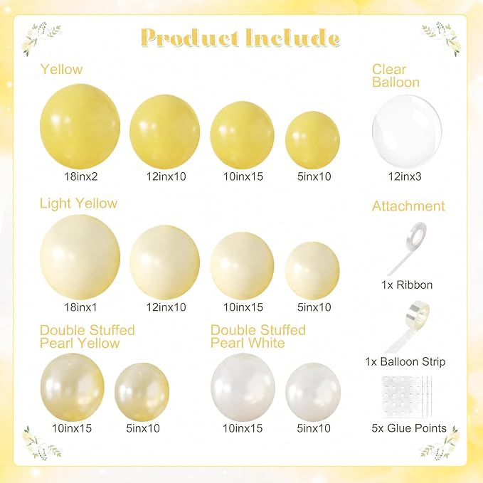 Yellow Balloon Arch Kit for Wedding Baby Shower Bridal Shower Decorations | - Image 2
