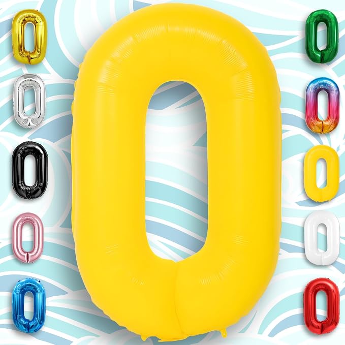 Yellow Number Balloon 0 Mylar Foil Macaron Balloons 40 inch - Image 2