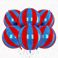 Blue and Red Striped Balloons 6Pcs, Giant 4D Round Ball Balloon 22 Inch Round by Adorely