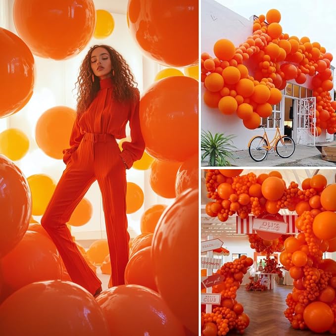 PartyWoo Orange Balloons 4pcs Fall Latex Helium Balloons 36 Inch | Birthday - Image 5
