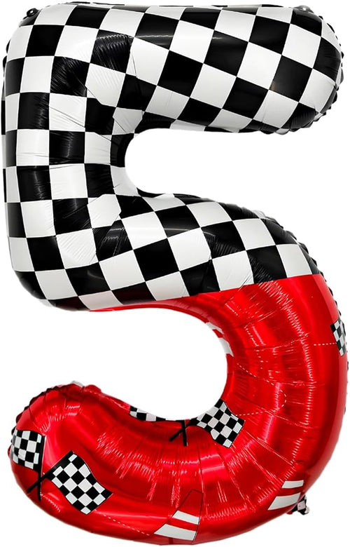 1 pack racing theme 40-inch digital foil balloon, featuring black and white by laackys