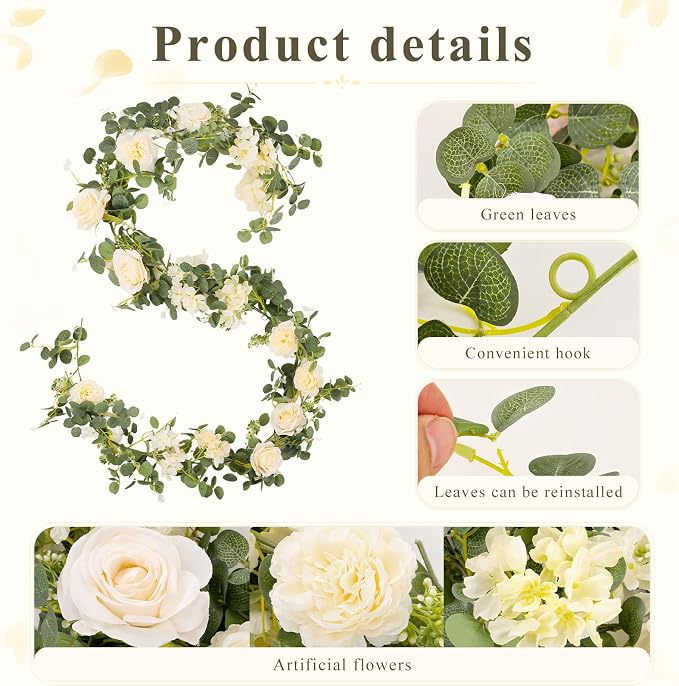 Findosom Total 12.4Ft Artificial Flowers Garlands - Image 7