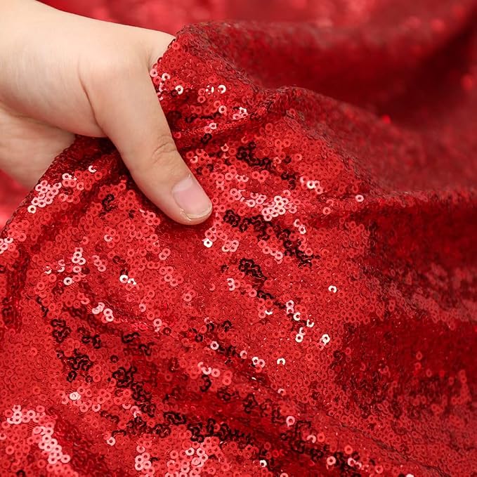 Poise3EHome 2Pcs 2Ft x 8Ft Red Sequin Backdrop Curtains, Glitter Photography - Image 5