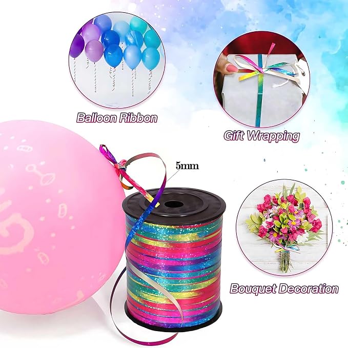500 Yard Rainbow Crimped Curling Ribbon-Colorful Balloon Ribbons - Image 3
