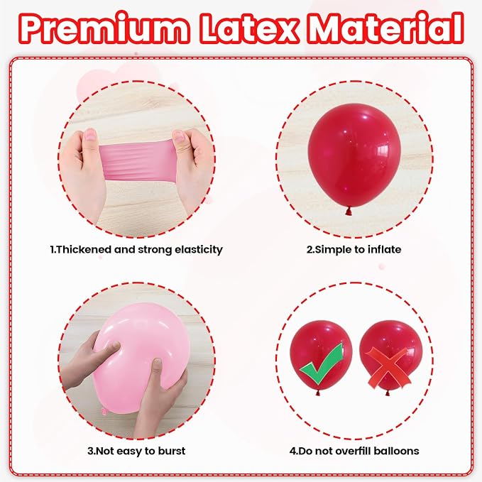 Strawberry Balloons, 12 Inch Red Macaron Pink Hot Pink Dot Balloons - Image 3