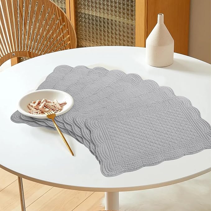 HOMBYS Quilted Placemats Set of 6 Washable-13x18 inches Rectangular Placemats - Image 8