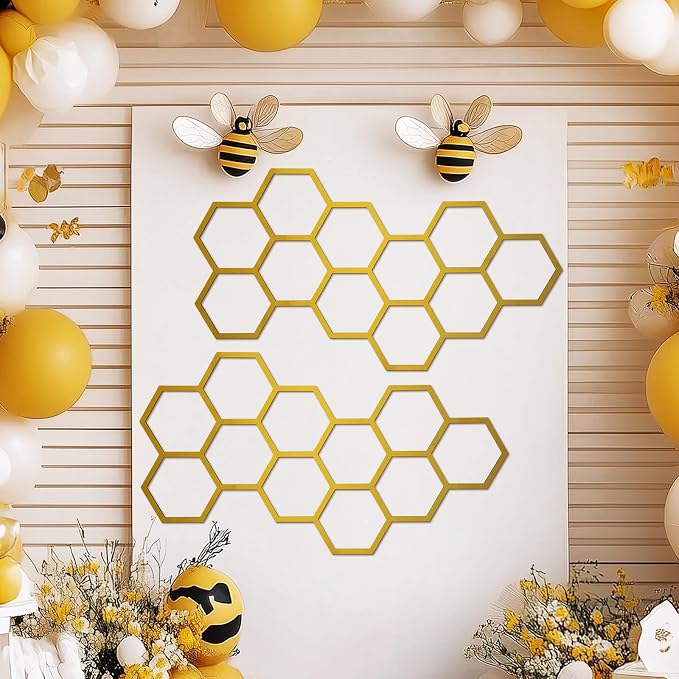 Silipull 2 Pcs 22 x 12 Inch Large Wood Honeycomb Decoration Honeycomb Wall by Silipull