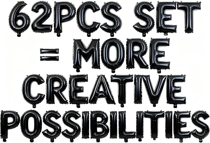 62 Pcs Black Letter Balloons, Custom 2 Set A-Z Set by GOGAKIE