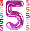 5 Balloon Numbers Birthday Decorations, 40In Rose Purple Balloons by Mluchee
