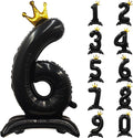 Black Crown Number 6 Balloon Standing Black Princess Digital 6 Foil Balloon | by YOIOZAIZAI