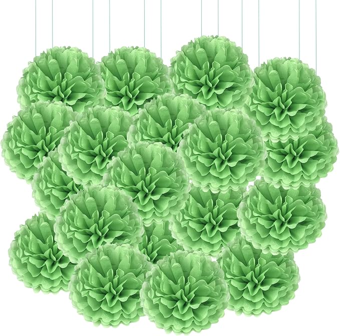 Qimoo DIY Decorative 20pcs Green Paper Tissue Pom-poms Flowers Ball by QIMOO