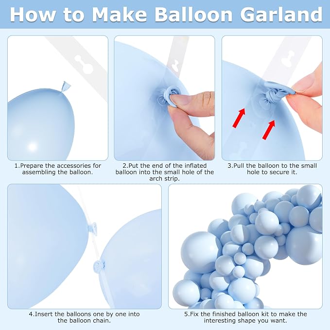 Amandir 153pcs Light Blue Balloons Arch Garland Kit Different Sizes | 18 12 10 - Image 4