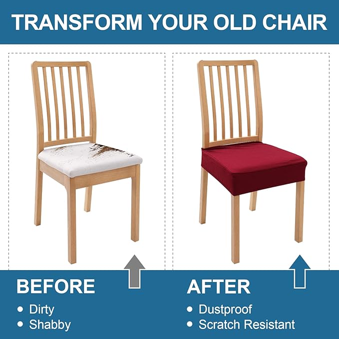 Smiry Waterproof Seat Covers for Dining Room Chairs, No Rear Covers | Stretch - Image 7