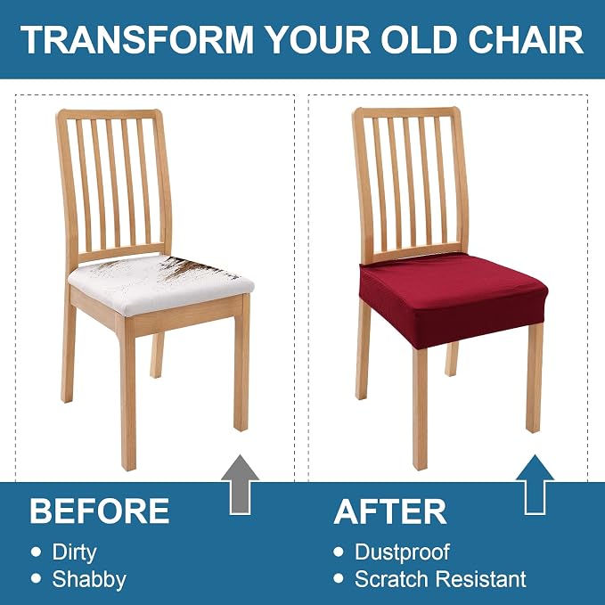 Smiry Waterproof Seat Covers for Dining Room Chairs, No Rear Covers | Stretch - Image 7