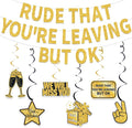 Gold Black Rude that You're Leaving But Ok Banner, Going Away Party Decorations by Unknown