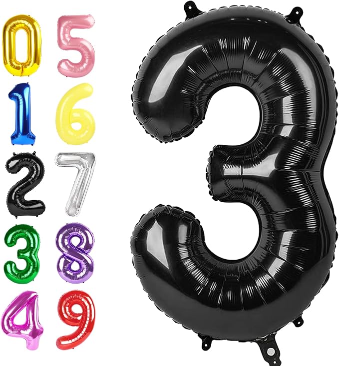 Number Balloons 40 Inch Black 2 Balloon by Argthjy