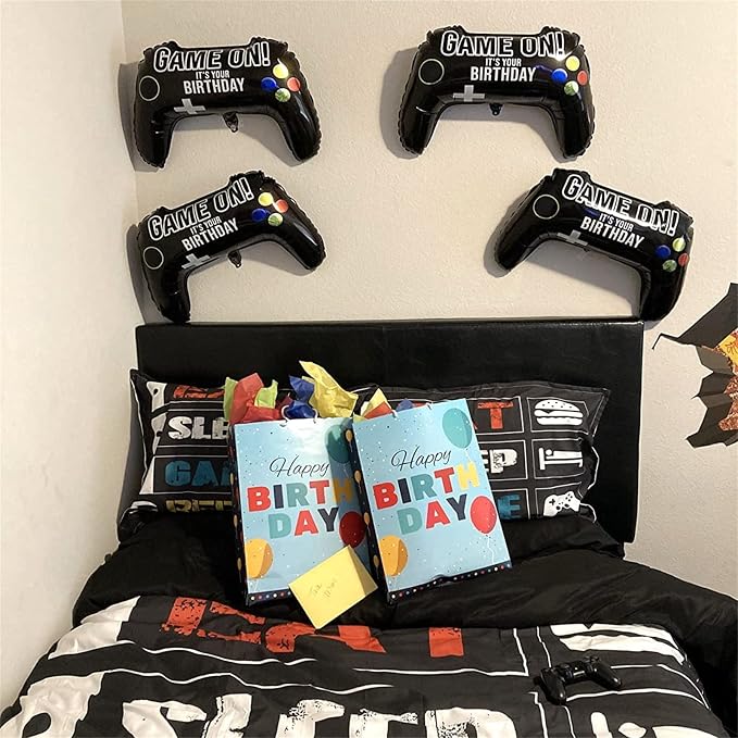 5 Pieces Video Game Party Balloons, Giant Video Game Controller Mylar Foil - Image 7