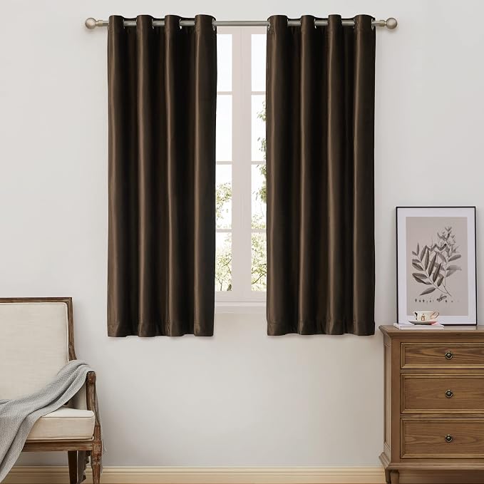 BULBUL Velvet Brown Grommet Blackout Curtains 63 inch by ModernShinyVelvetCurtains