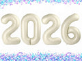 2026 Cream Numbers Balloon 40 Inch, Happy New Years 2026 Balloons by Upgesy