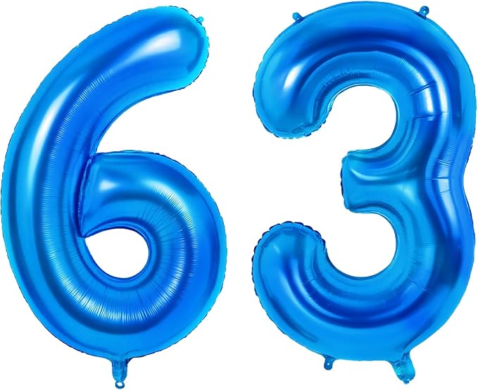 Number 63 Balloons for 63rd Birthday Party Decorations, 0-100 Large No.63 by Joycard