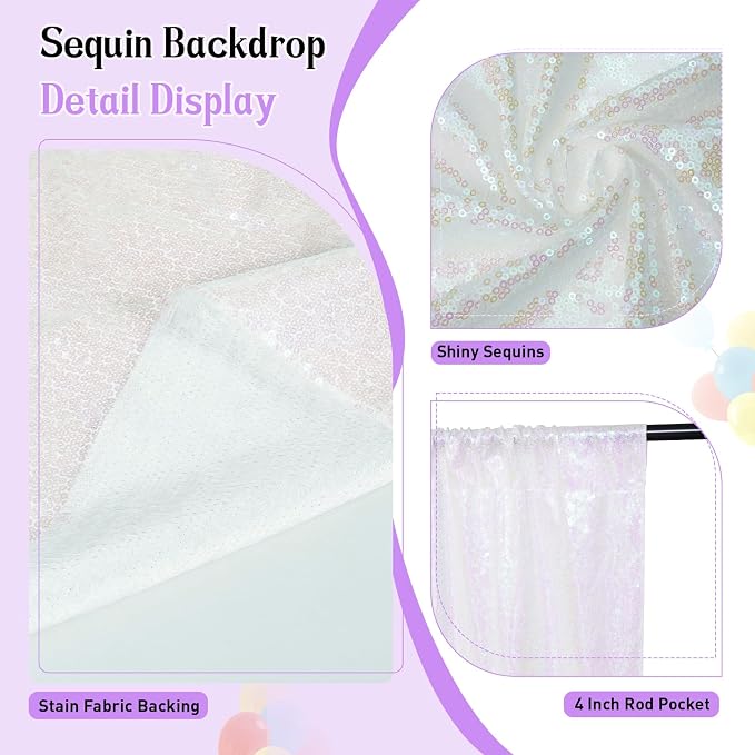 SquarePie 7x7ft Iridescent Sequin Backdrop, High Density Non-Transparent - Image 3