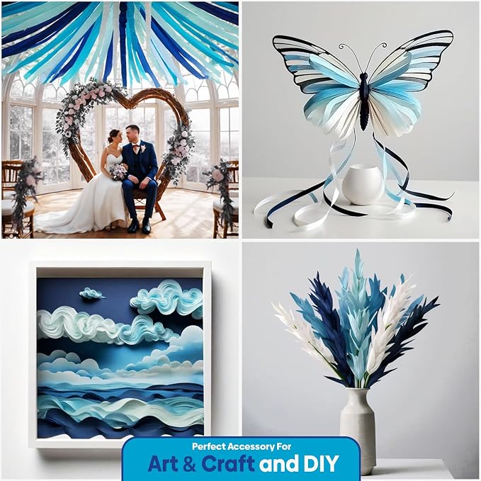 12 Blue White Streamers, 984ft Pack of Crepe Paper Party Decorations | Each - Image 5
